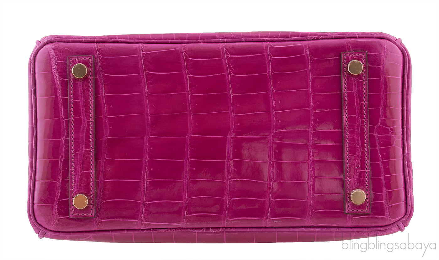 Birkin 25 Rose Sheherazade Crocodile