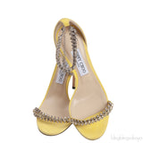 Jimmy Choo Shiloh Yellow Suede Crystal Heels
