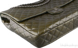 2.55 Olive Green Patent Quilted Flap XL