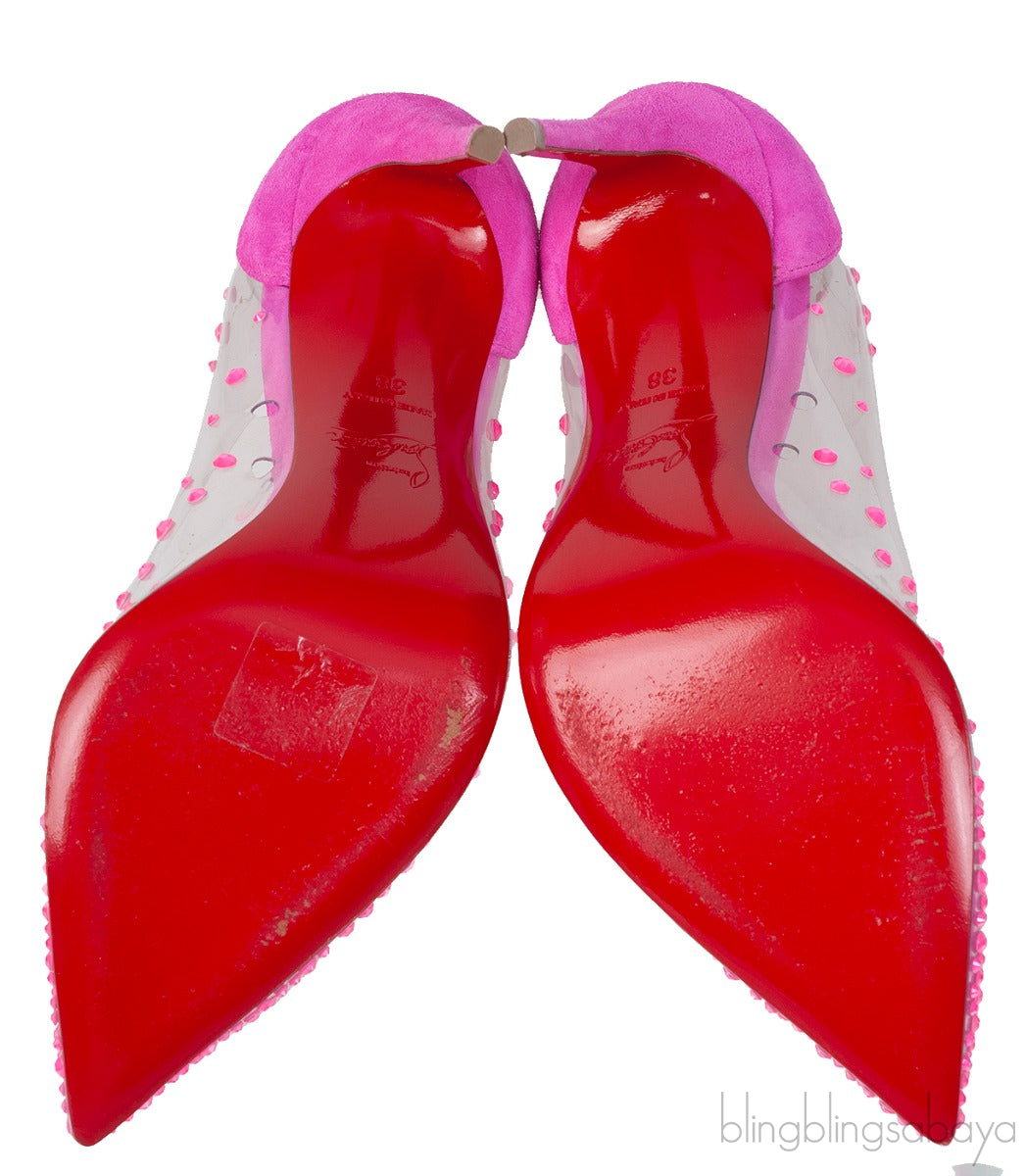 Pink PVC Crystal Heels