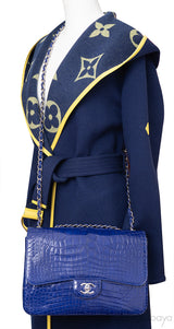 Chanel Classic Blue Crocodile Jumbo Flap Bag