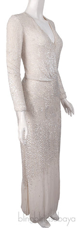 Sequin & Bead Embellished Long Sleeve Dress