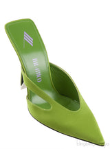 Green Pointed Satin Mule