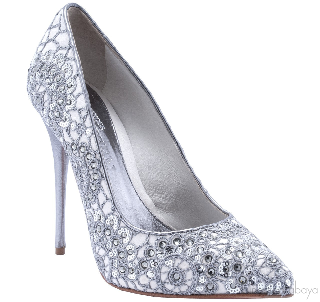Crochet & Crystal Suede Pump
