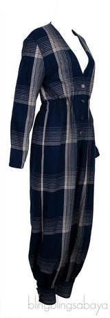 Blue Checkered Jumpsuit