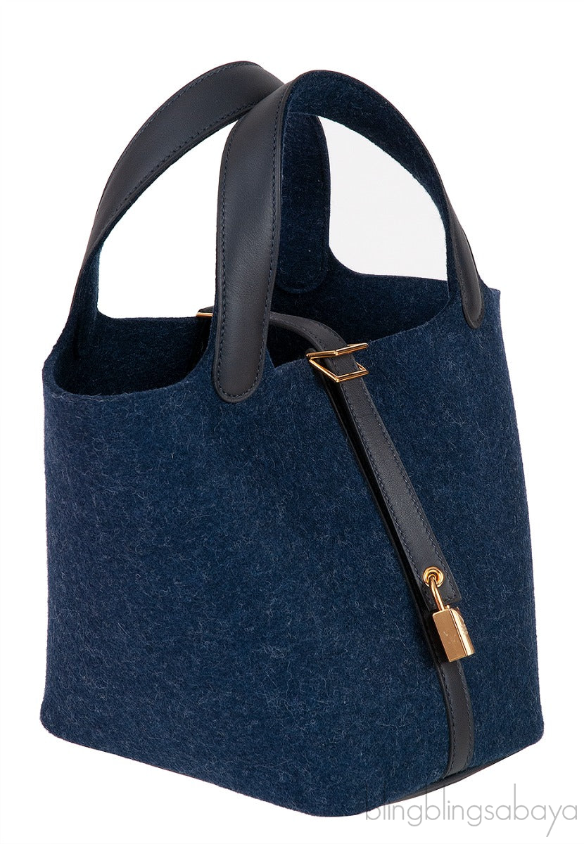 Picotin 18 Blue Nuit Feutre Wool & Black Swift GHW