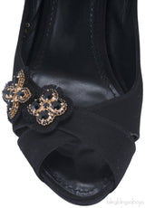 Black Satin Crisscross Pump