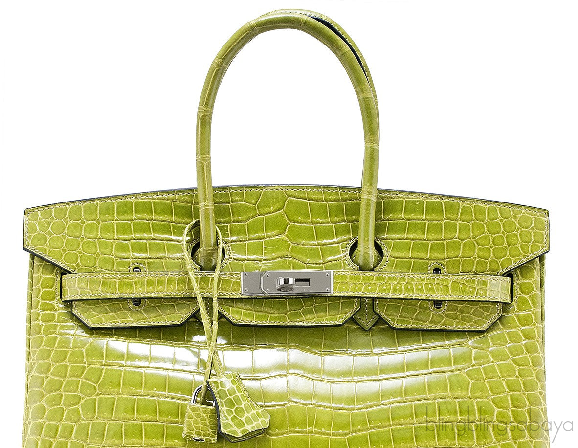 Birkin 35 Vert Anis Porosus PHW