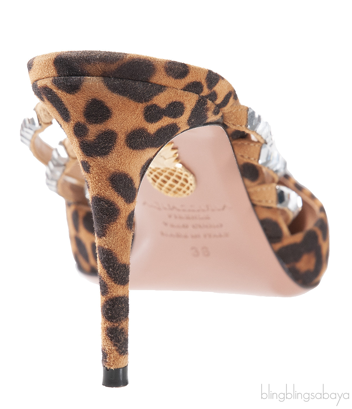 Aquazzura Brown Leopard Donata Suede Crystal Mules