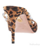 Aquazzura Brown Leopard Donata Suede Crystal Mules
