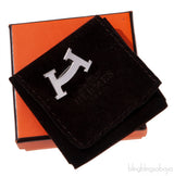 Hermes Smile H Mini Brooch Palladium