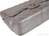 Chanel Silver Quilted Classic Jumbo Flap Bag PHW