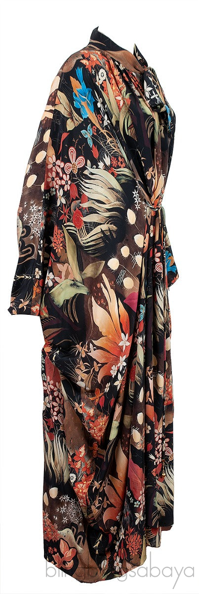 Flamboyant Garden  Print Caftan Dress