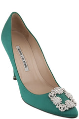 Emerald Hangisi Satin Jeweled Pump