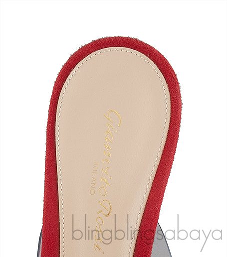 Red Suede & PVC Slide Mule