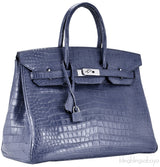 Birkin 35 Brighton Blue Matte Porosus