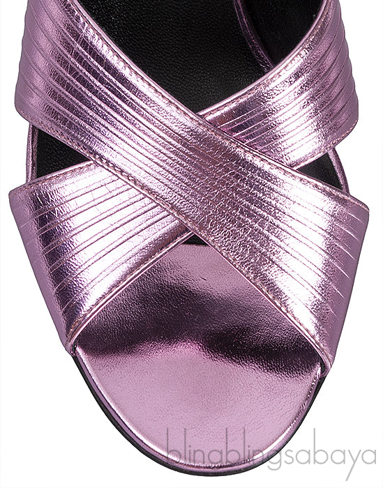 Gucci Criss-cross Metallic Pink Sandals