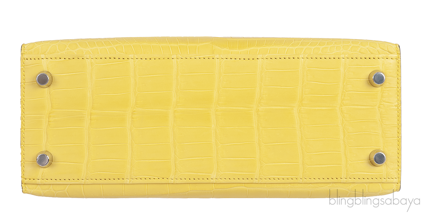 Hermes Kelly 25 Sellier Mimosa Matte Porosus Crocodile PHW