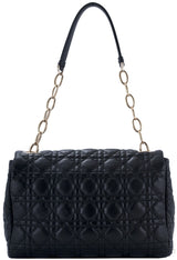 Black Leather Cannage Shoulder Bag