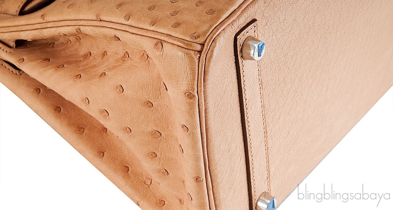 Birkin 30 Natural Gold Ostrich PHW
