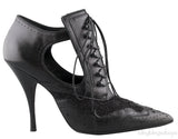 Black Lace Up Pointed Toe Booties