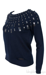 Blue Studded Sweatshirt