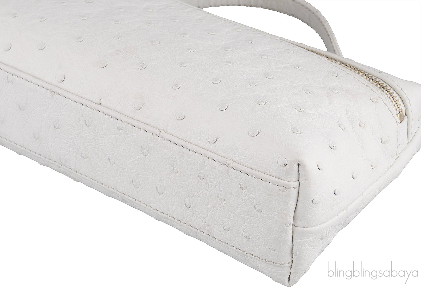 L19 White Ostrich Pouch