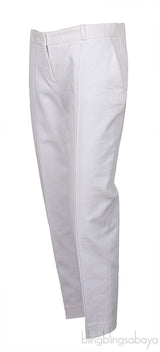 White Cropped Denim Cotton Pants