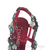 Chanel Camellia Strappy Pearl Red Sandals