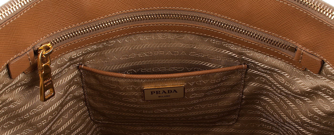 Gold Saffiano Double Zip Tote