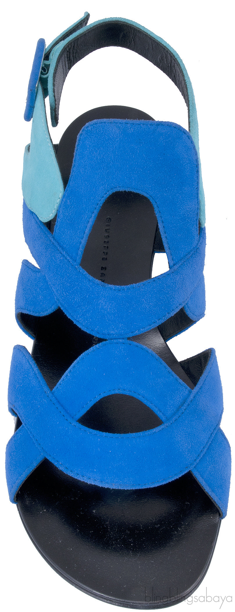 Suede Bicolor Blue Flat Sandals