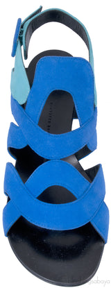 Suede Bicolor Blue Flat Sandals
