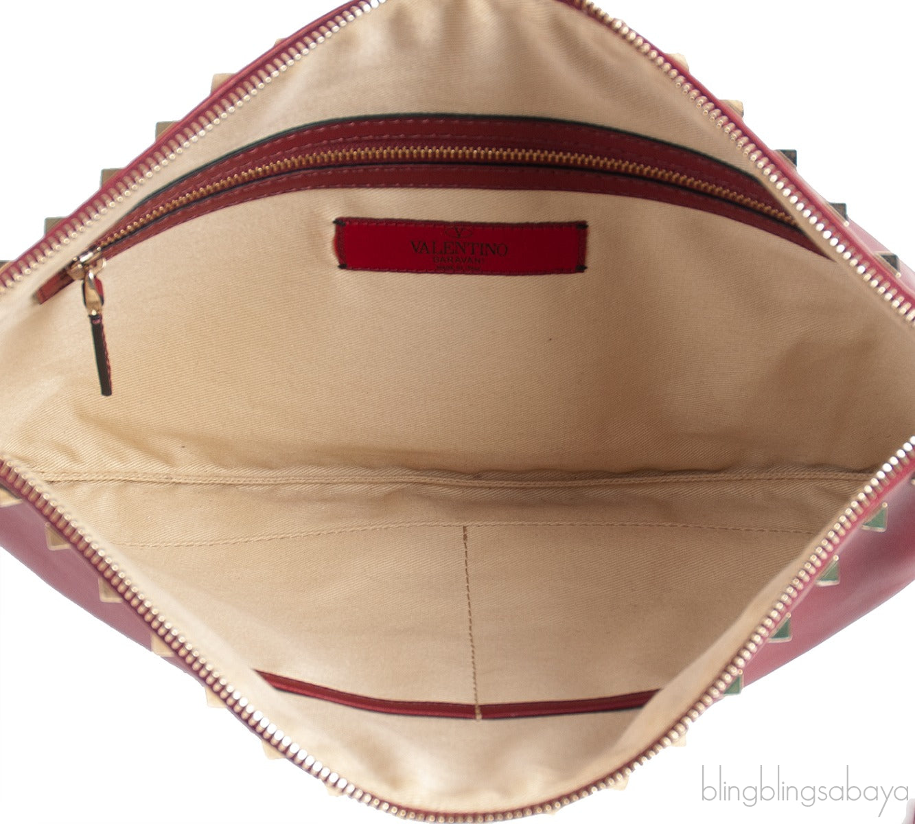 Dark Red Rockstud Large Clutch