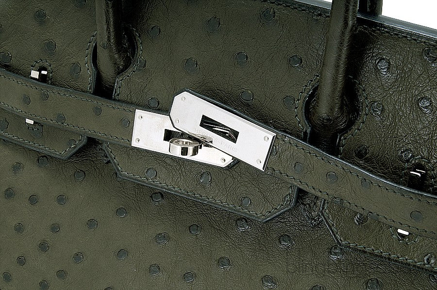 Birkin 30 Ostrich Vert Olive PHW