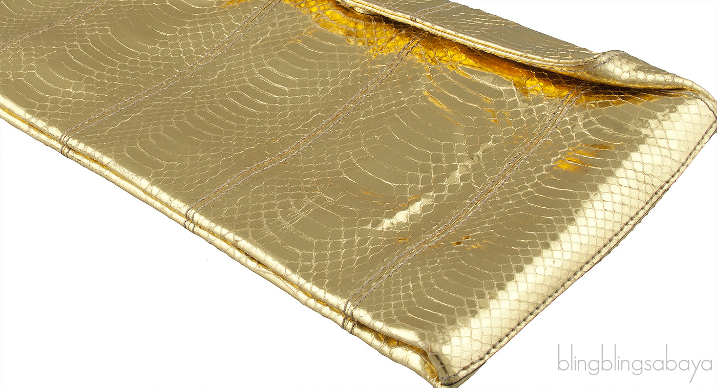 Gold Python Clutch Bag