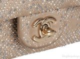 Crystal Bead Jewel Gold Medium Flap Bag