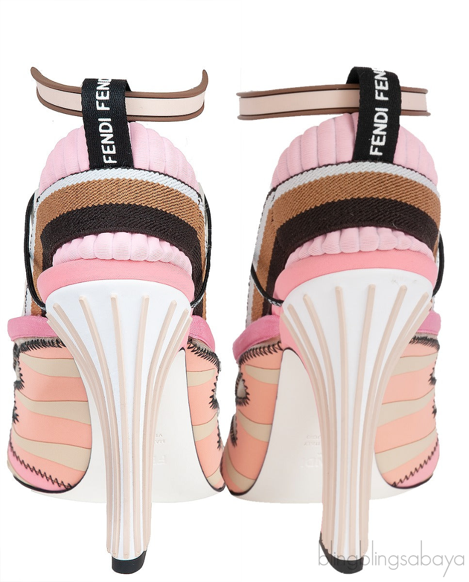 Pink Multicolor Slingback Sandals