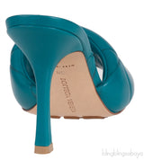 Bottega Veneta Blue Green Rubber Lido Mules 38