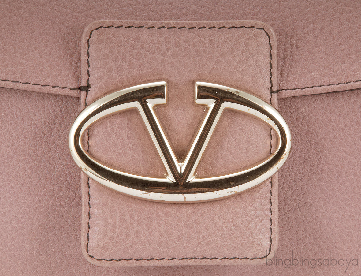 Dusty Pink V Logo Shoulder Bag