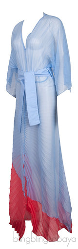 Bi-color Pleated Sheer Dress