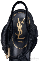 Glitter Finish Black Tribute Sandals