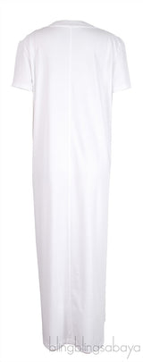 White Cotton Plain Maxi Dress