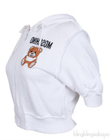 White Reverse Embroiderie Bear Hoodie