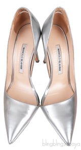 Metallic Silver Pointed Toe Heels