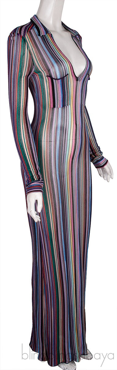 Multicolored Stripes Maxi Dress
