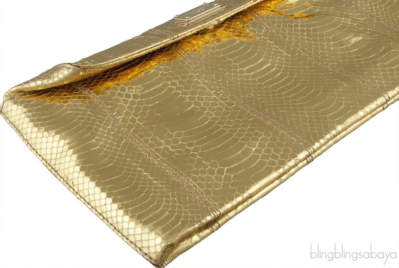 Gold Python Clutch Bag