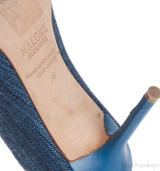 Malone Souliers Denim Pointed Toe Slingback Heels