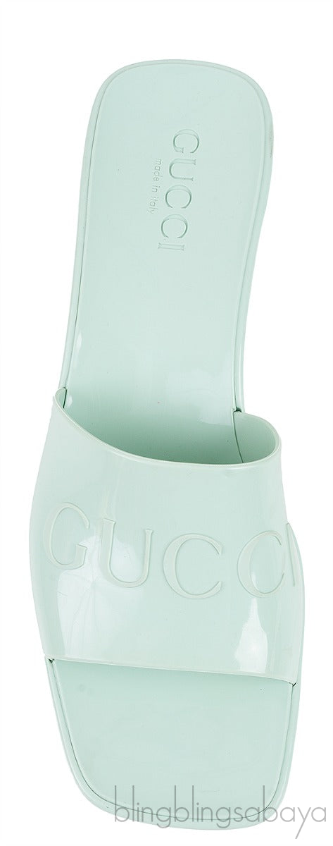 Gucci Rubber Slide Pastel Green Sandals