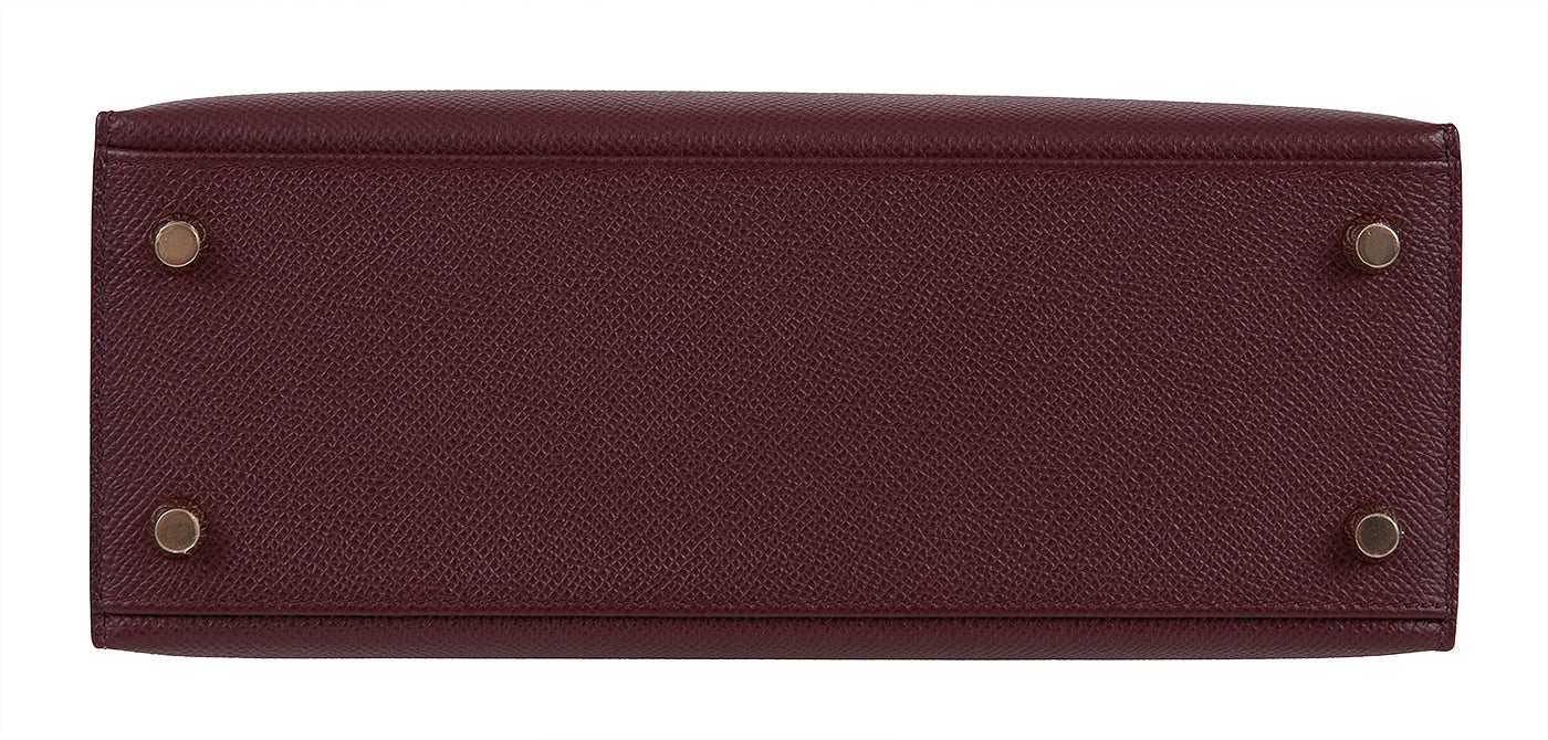 Hermes Special Order Kelly 25 Rouge and Gris Perle Epsom Sellier BGHW