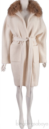 Ecru Lady Coat Fur Collar